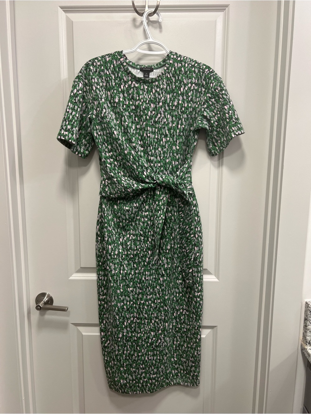 Halogen Green Printed Tie-Front Midi Dress XS